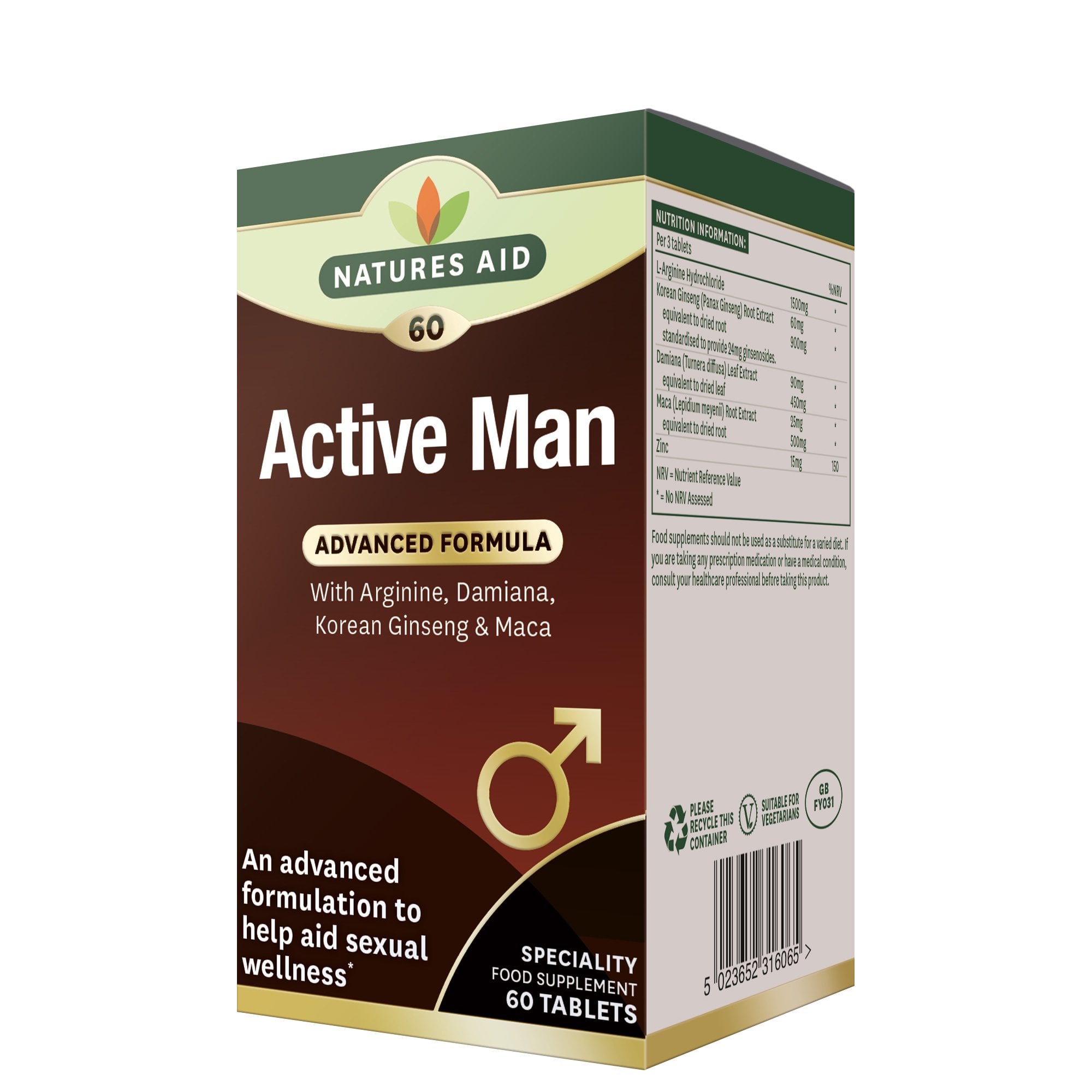 Active Man Tablets (Natures Aid | 60 Tablets)